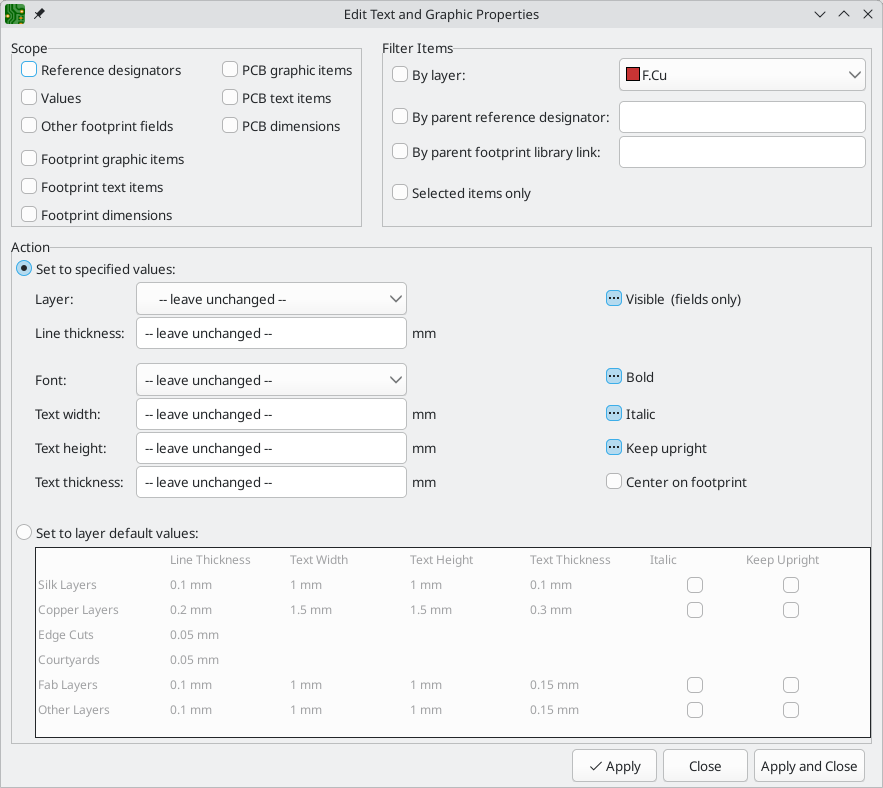 pcbnew edit text and graphics properties