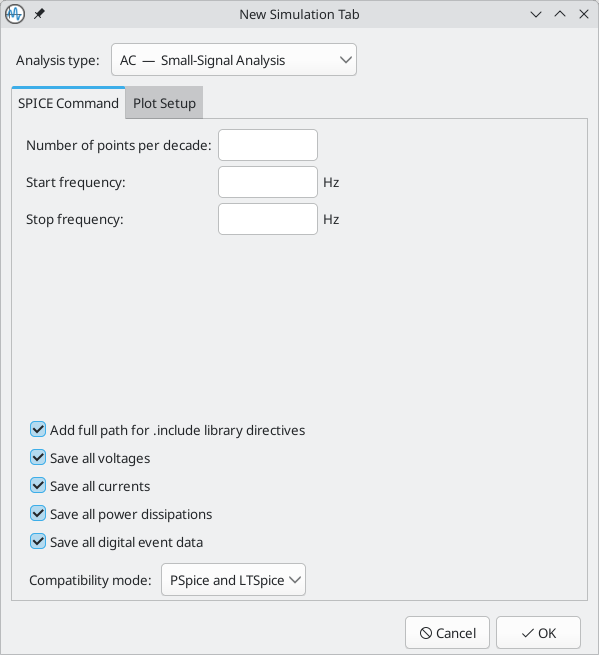 AC analysis window