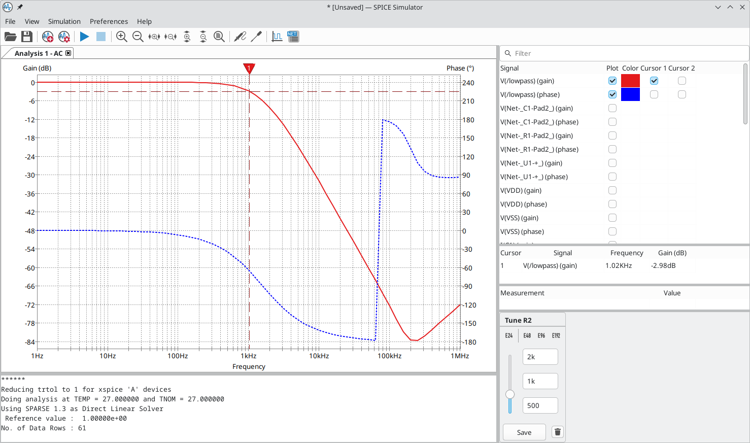 Main simulation dialog