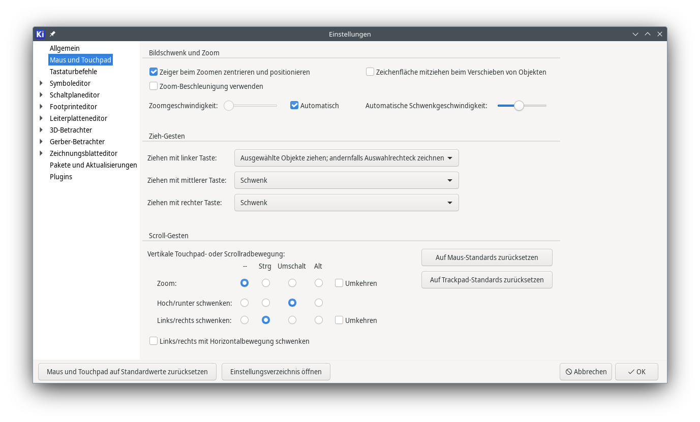 Maus- und Touchpad-Einstellungen