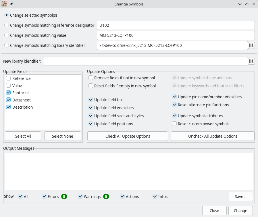 change symbol dialog