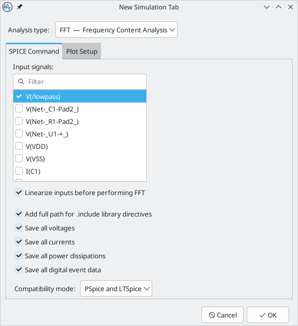 FFT analysis window