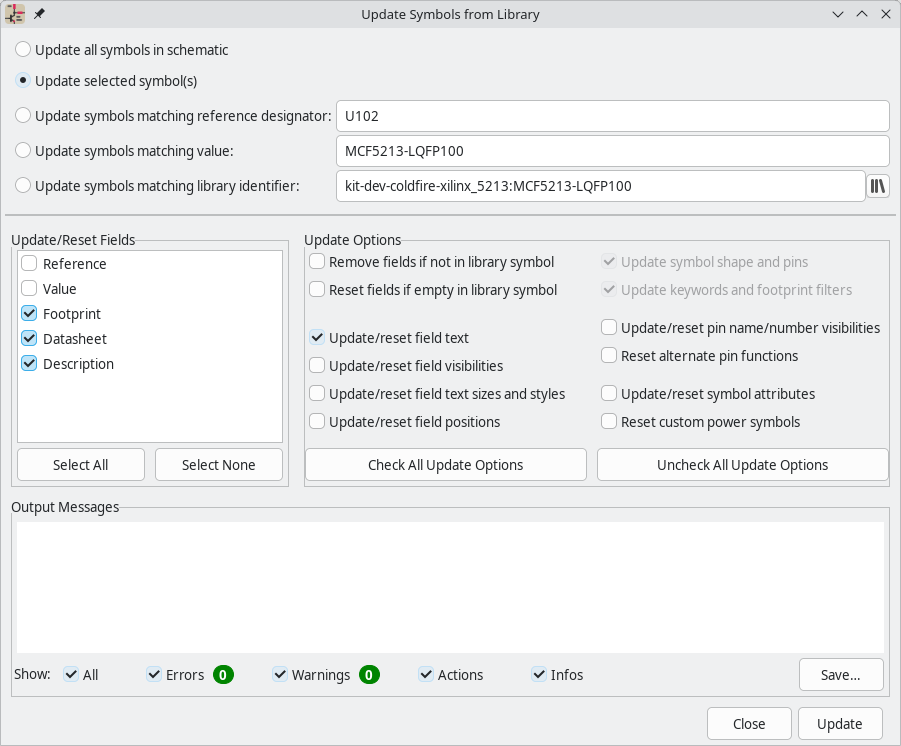 update symbol from library dialog