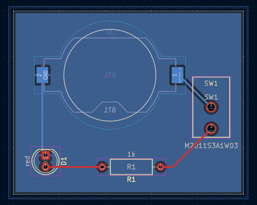 board with switch added, before routing