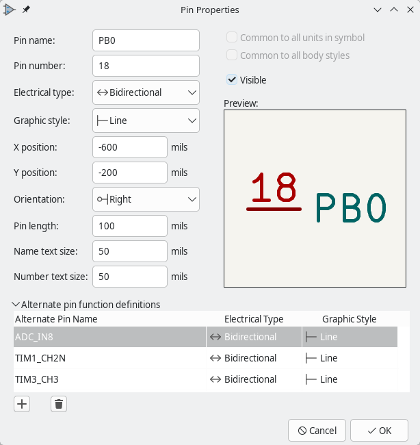 Alternate pin definitions