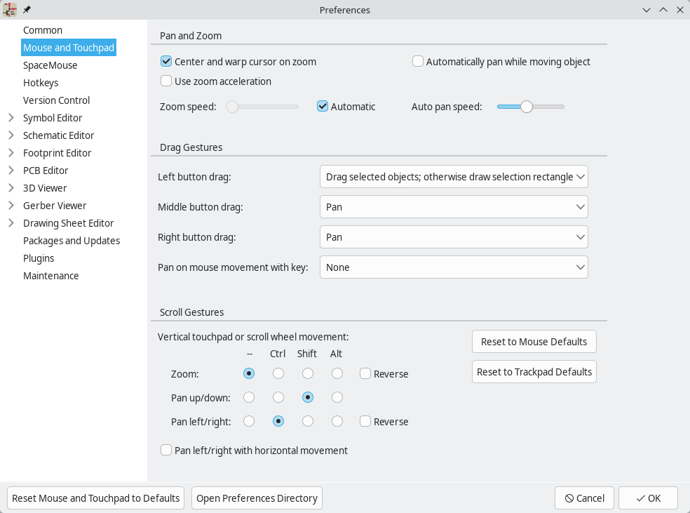 Mouse and Touchpad Preferences