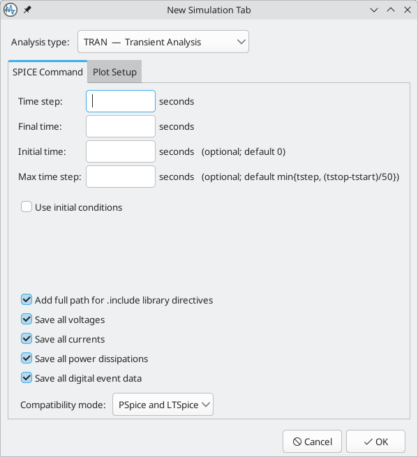 Transient analysis window