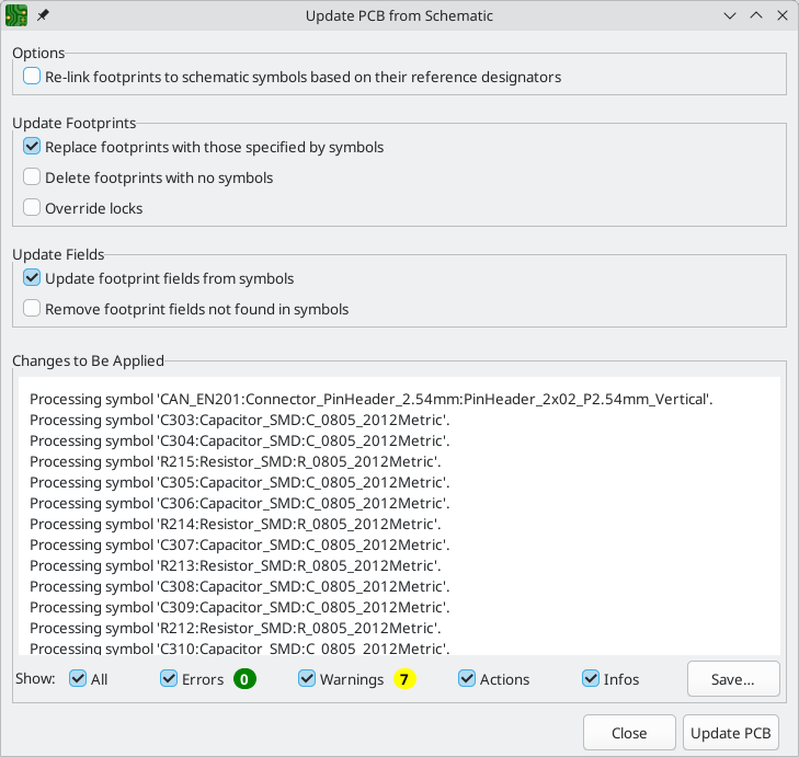 Aggiorna il C.S. dallo schema elettrico