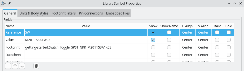 switch footprint set as default for symbol
