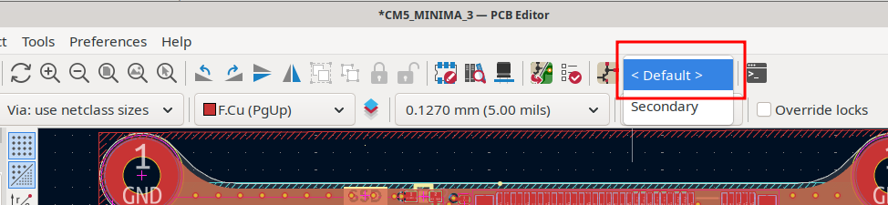 pcb variant toolbar selector