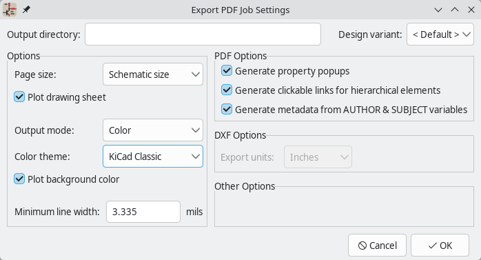jobset job settings export sch pdf