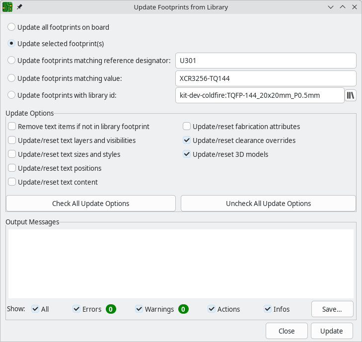 update footprints from library