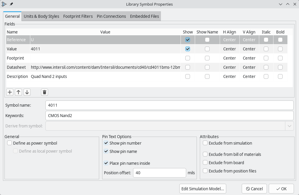 Свойства компонента