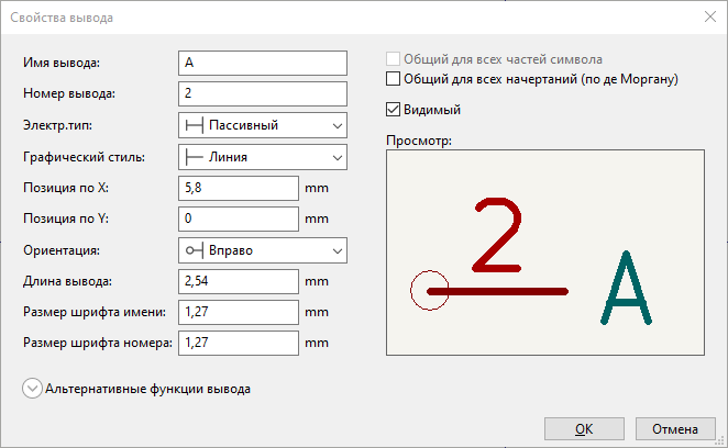 свойства вывода