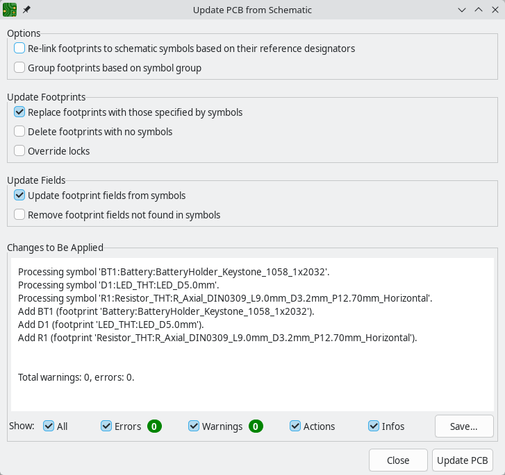 从原理图更新 PCB