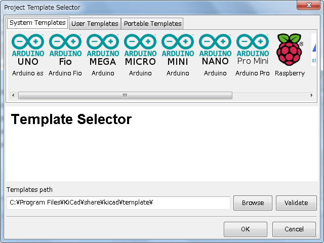 template selector