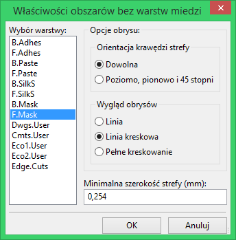 Pcbnew technical layer zone dialog