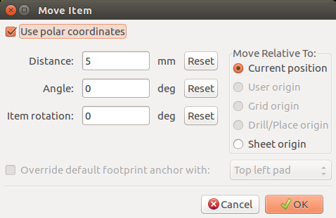 Pcbnew move exact polar