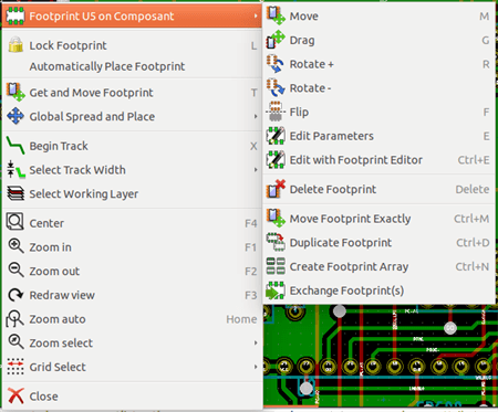 Pcbnew popup footprint mode footprint