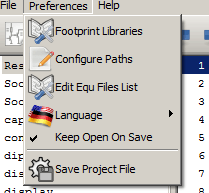 Preferences menu