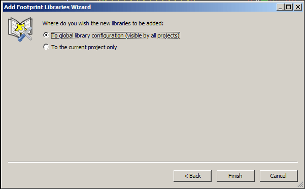 Footprint library wizard choose local folder