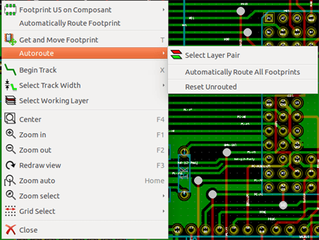 Pcbnew popup track mode footprint