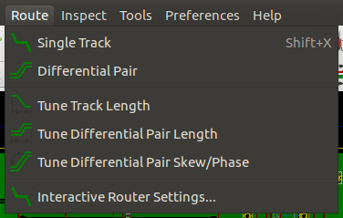 Pcbnew route menu