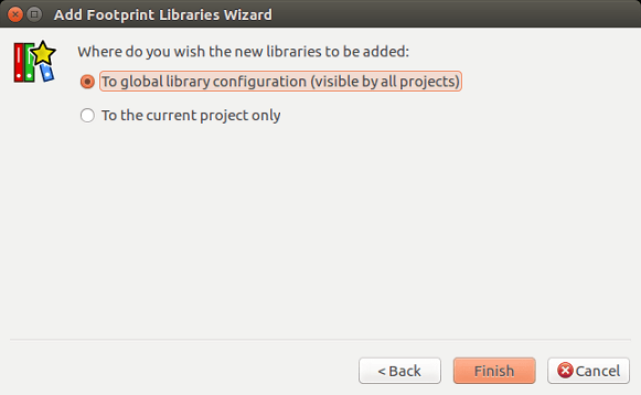 Footprint library wizard choose local folder
