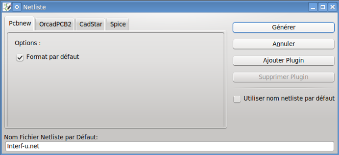 La fenêtre de l’outil de Netlistes
