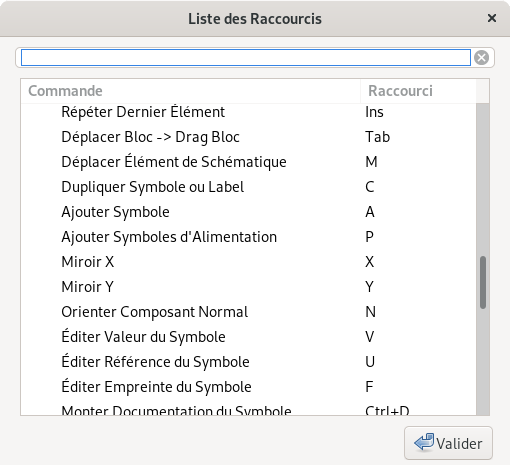 Raccourcis clavier