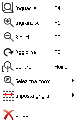 Menu contestuale sull’impronta selezionata