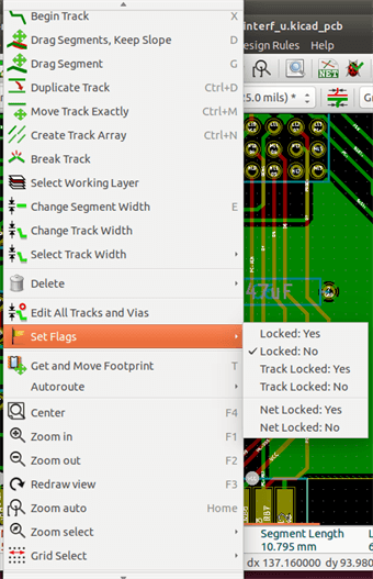 Pcbnew popup track mode track