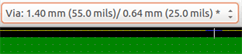 Pcbnew track toolbar via size selection