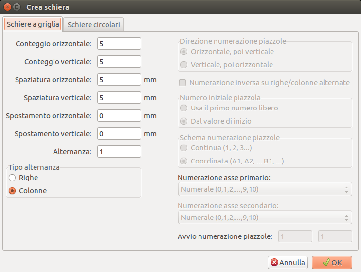 Pcbnew array dialog grid