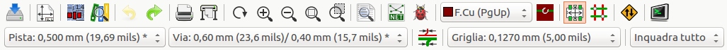 Pcbnew top toolbar