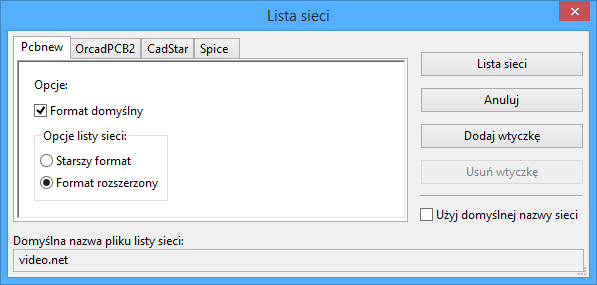 Lista sieci Pcbnew