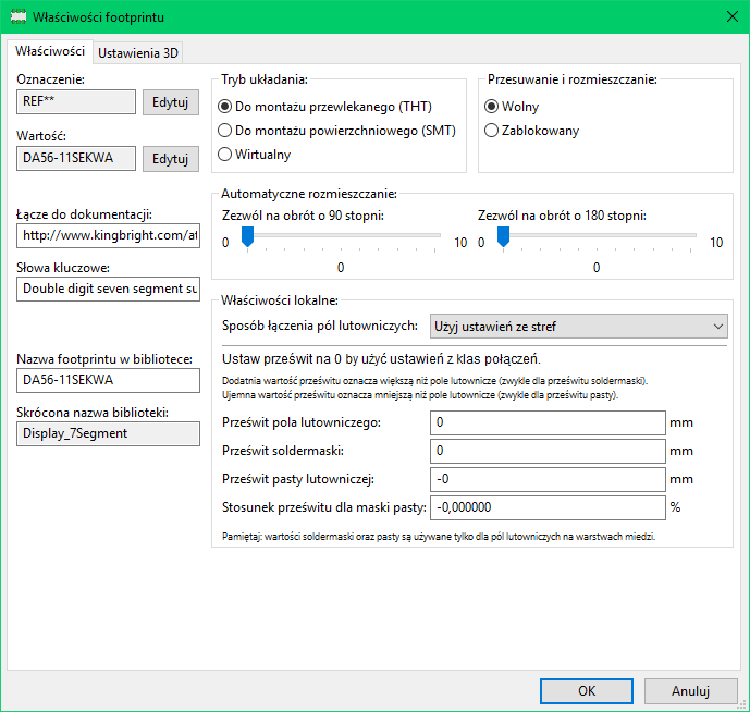 Modedit module properties dialog