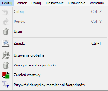 Pcbnew edit menu