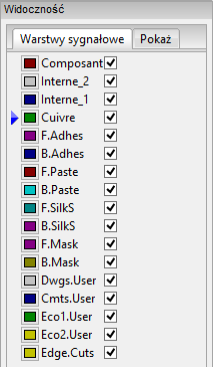 Pcbnew layer manager pane