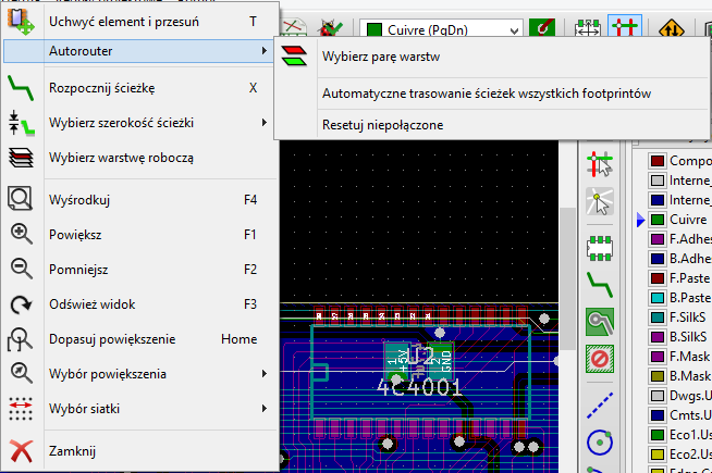 Pcbnew popup track mode