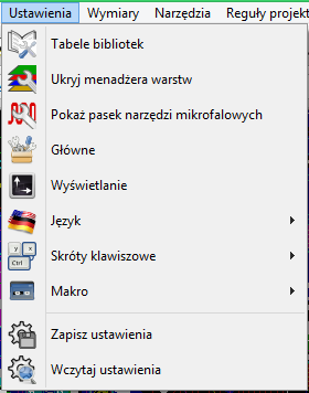 Pcbnew preferences menu