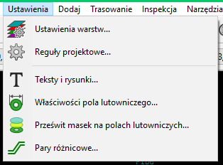 Pcbnew setup menu