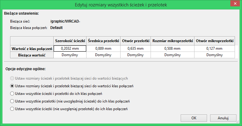 Pcbnew track global edit dialog