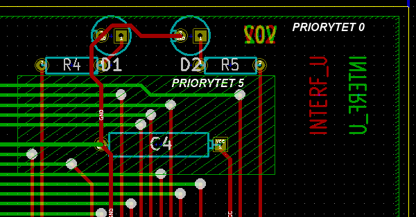 Pcbnew zone priority example