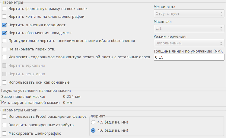 Pcbnew plot options gerber