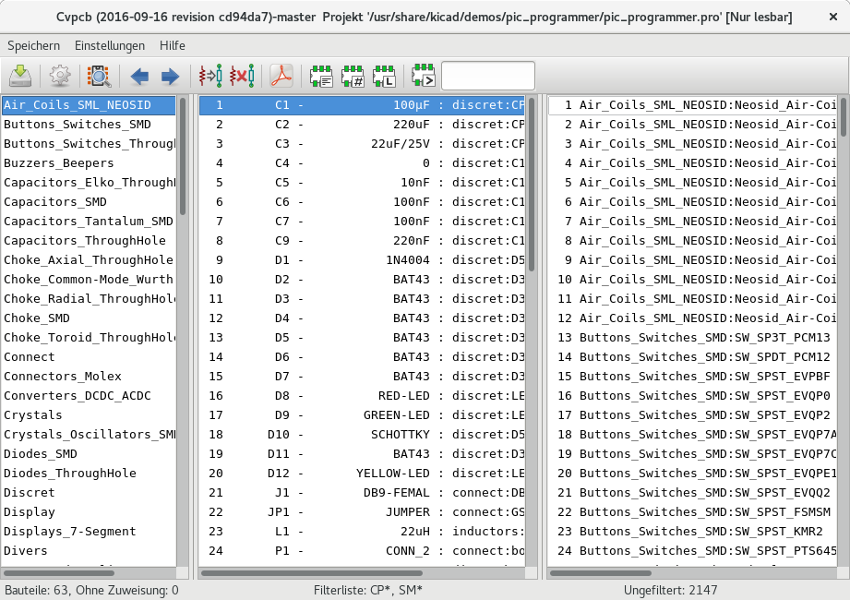 The main window of the Footprint Assignment Tool