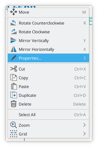 Symbol field context menu