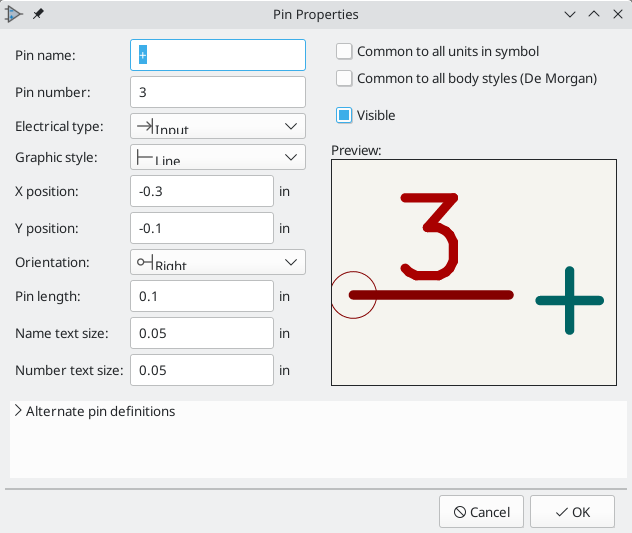 Pin properties