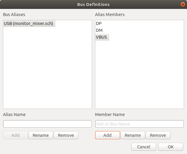 Bus Definitions Dialog