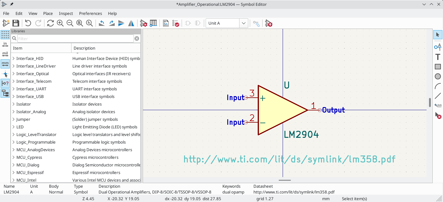 Symbol Editor main window